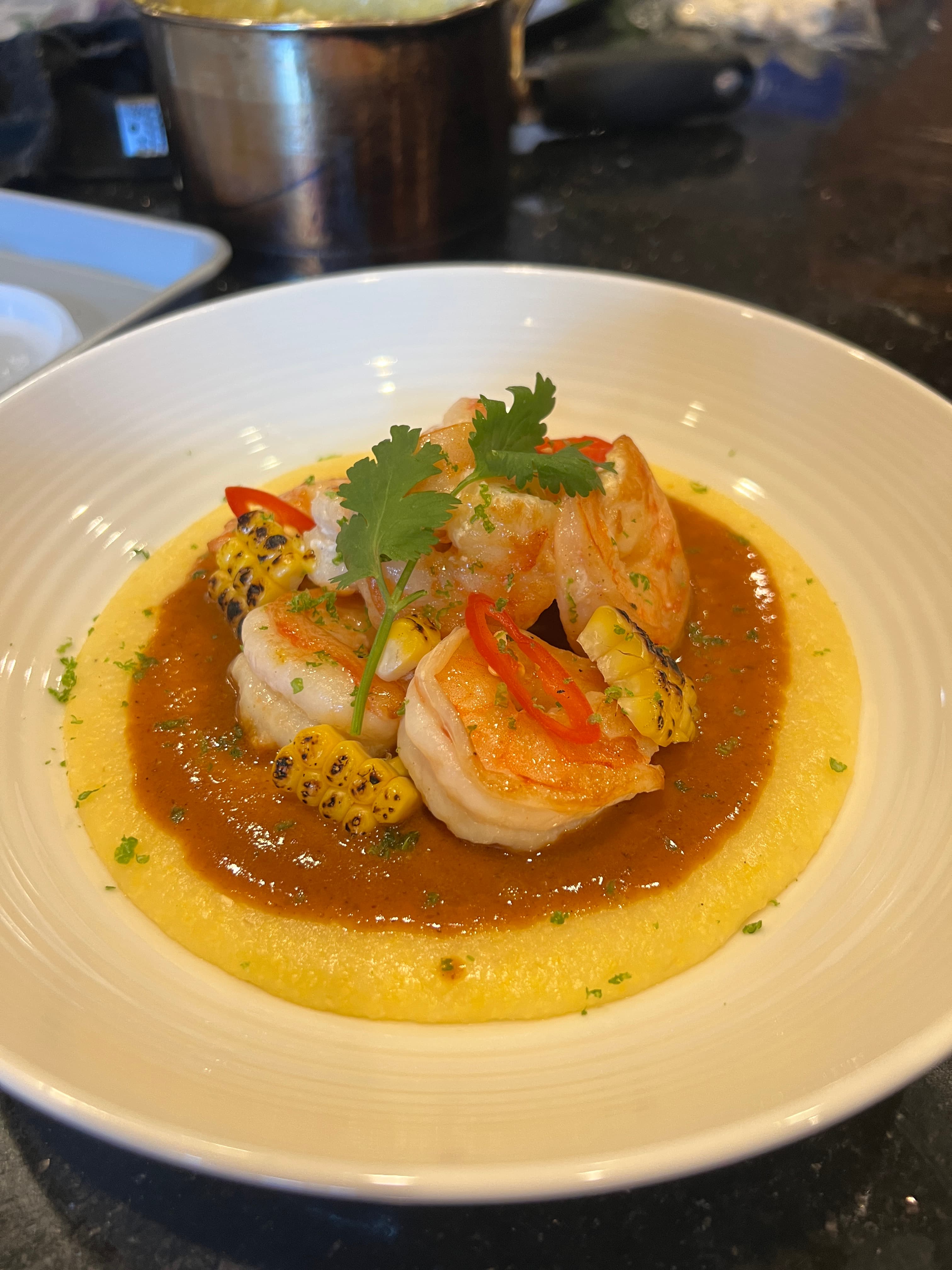 malai kari shrimp and grits
